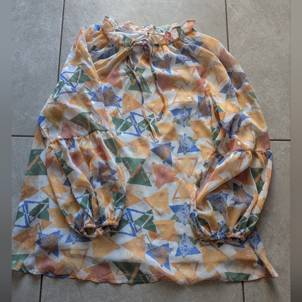 Colorful Geometric Pattern Blouse - image 3